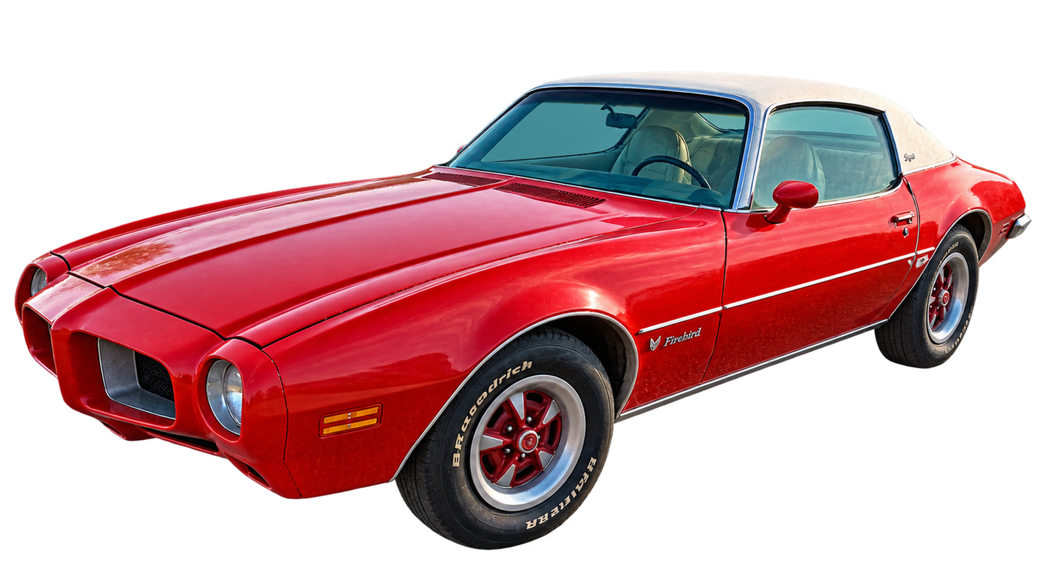 Front three-quarter view of the 1973 Firebird